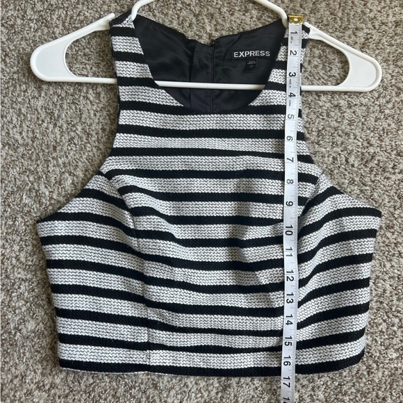 Express Black White Striped Crop Top Casual Formal Neutral Small - Picture 6 of 6